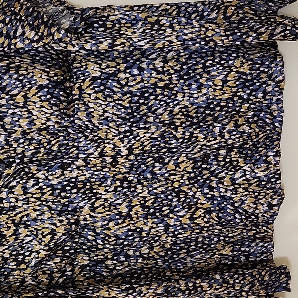 Anthropologie Womens Blue Button Up Short Sleeve Blouse Size Large Mob Wife - Picture 5 of 15